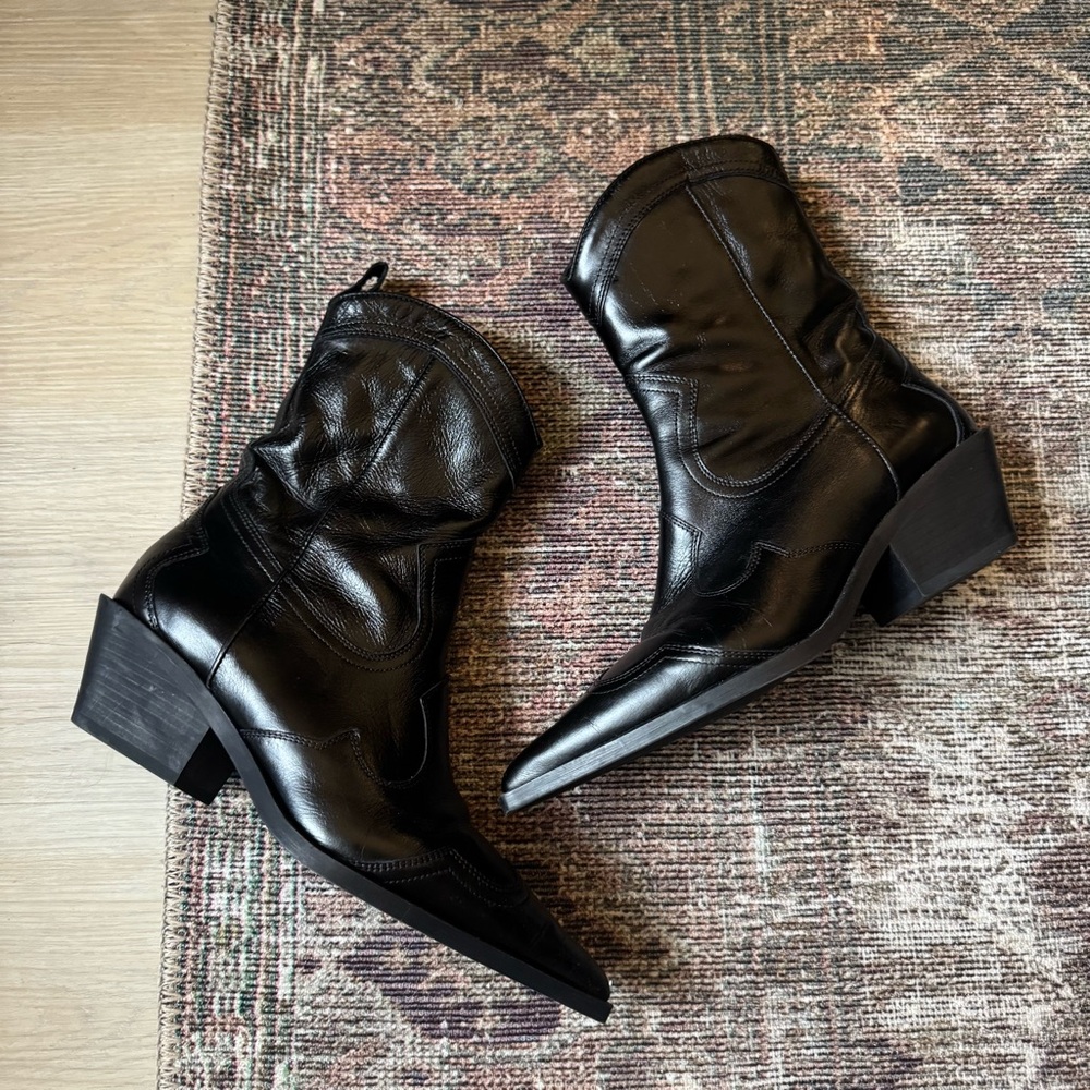 Zara Black witch Western Heeled Boots - Picture 2 of 8